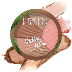 Physicians Formula Butter Glow Bronzer Blush 2-en-1: tono cálido y brillo suave para uso diario.