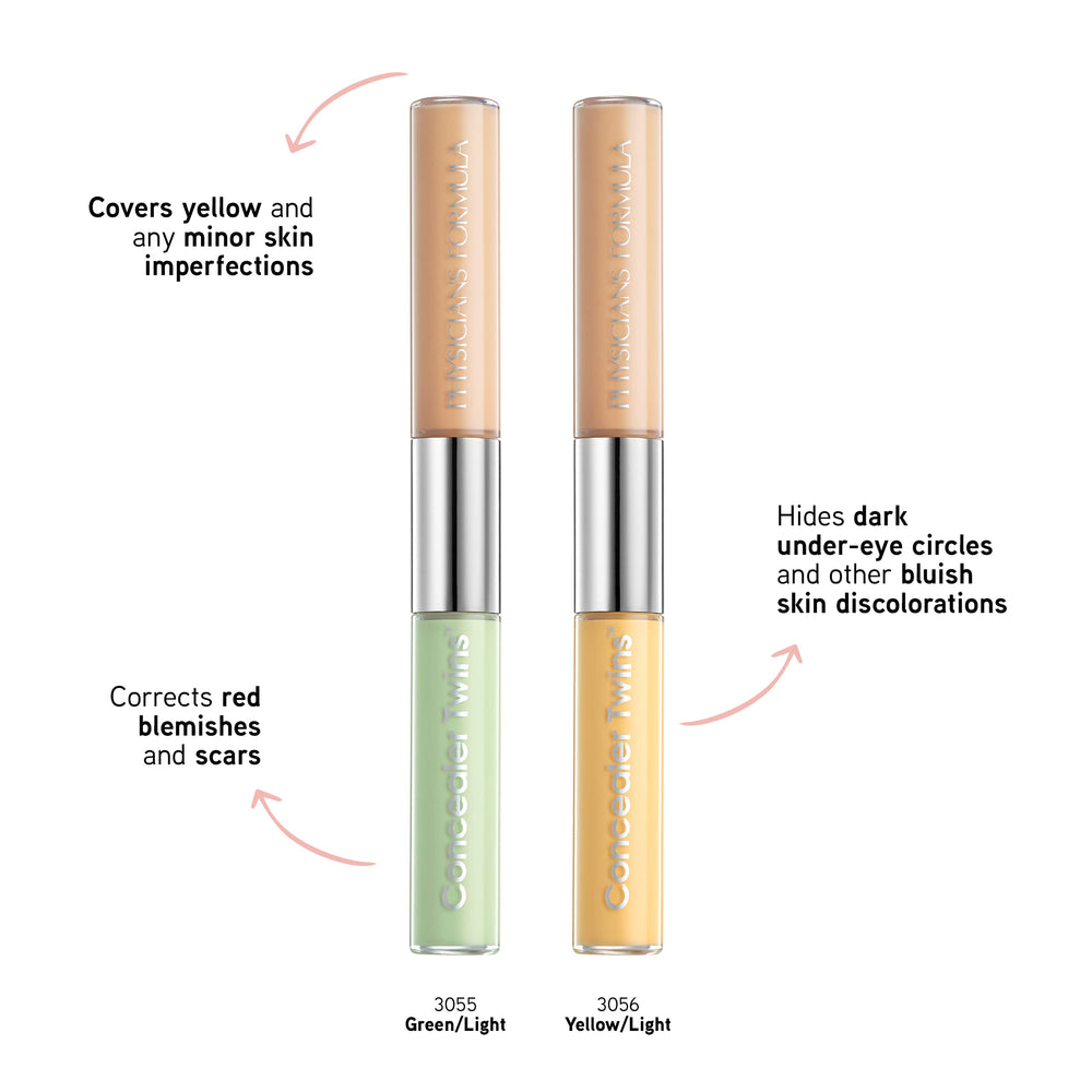 Physicians Formula Corrector Twins, ojeras y manchas, cobertura ligera y difuminación natural.
