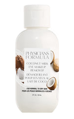 Physicians Formula Coconut Milk Eye Makeup Remover bottle shows gentle, effective waterproof makeup removal.
