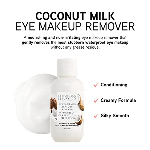 Physicians Formula remover on cotton pad demonstrates gentle cleansing for sensitive eyes.