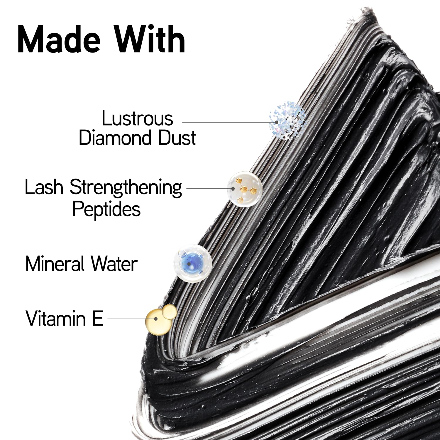 Physicians Formula MÁSCARA DIAMANTE Mineral Wear contiene péptidos que fortalecen las pestañas