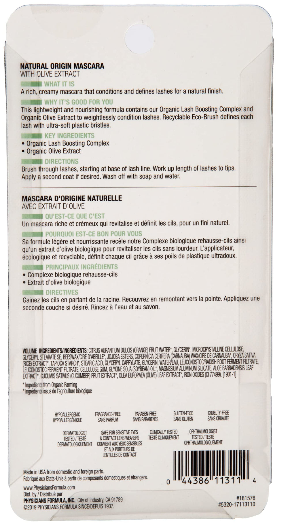 Máscara Physicians Formula de uso orgánico: prueba dermatológica para seguridad.