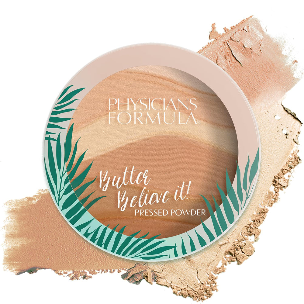 Physicians Formula polvo facial prensado con foco en cobertura suave y acabado natural para la piel.