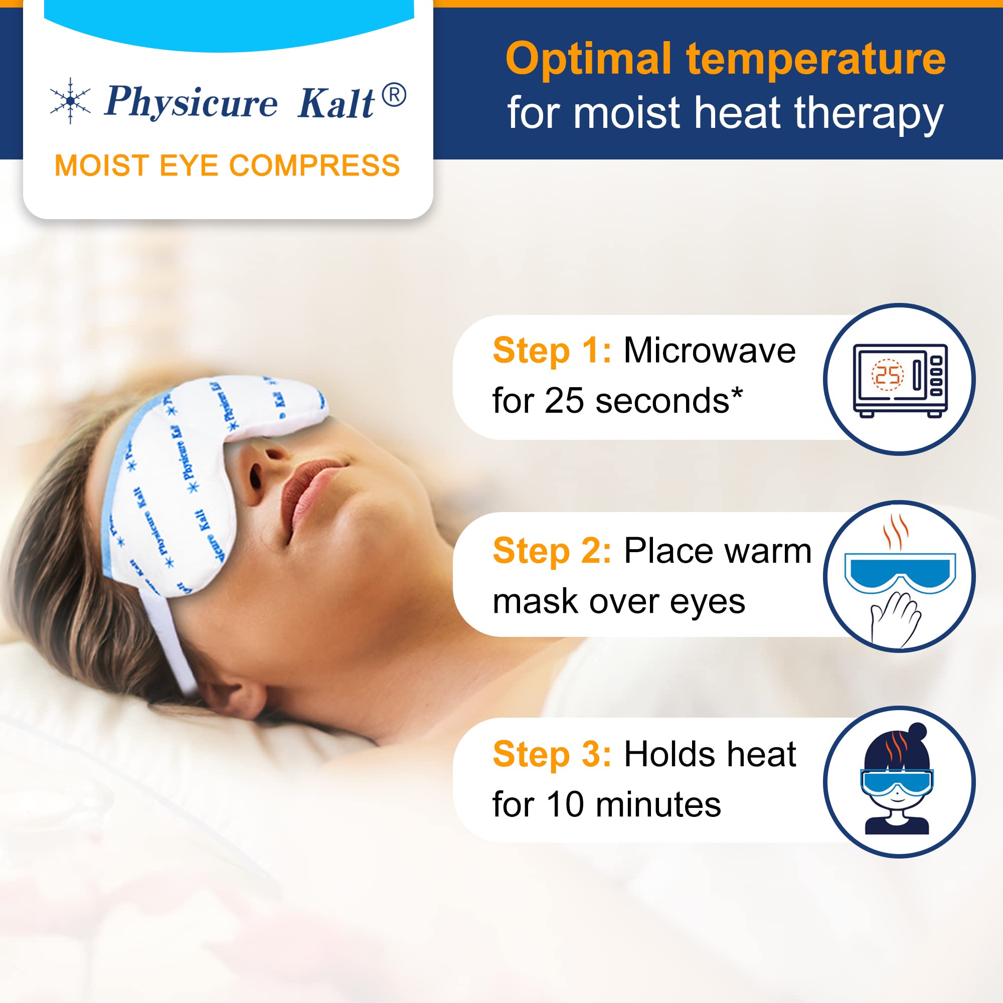 Physicure Kalt mascarilla ocular caliente para alivio suave durante 10 minutos