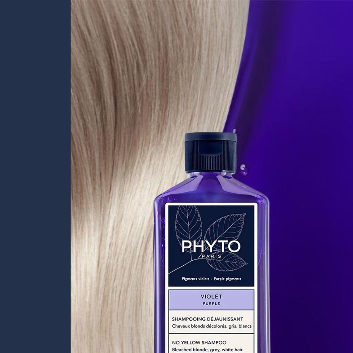 PHYTO Purple No Yellow shampoo white mallow boosts shine on white or gray hair