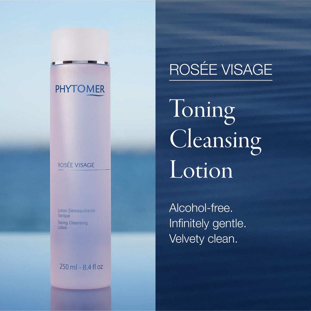 Phytomer Rosee Visage cotton pad showing toner application on skin.