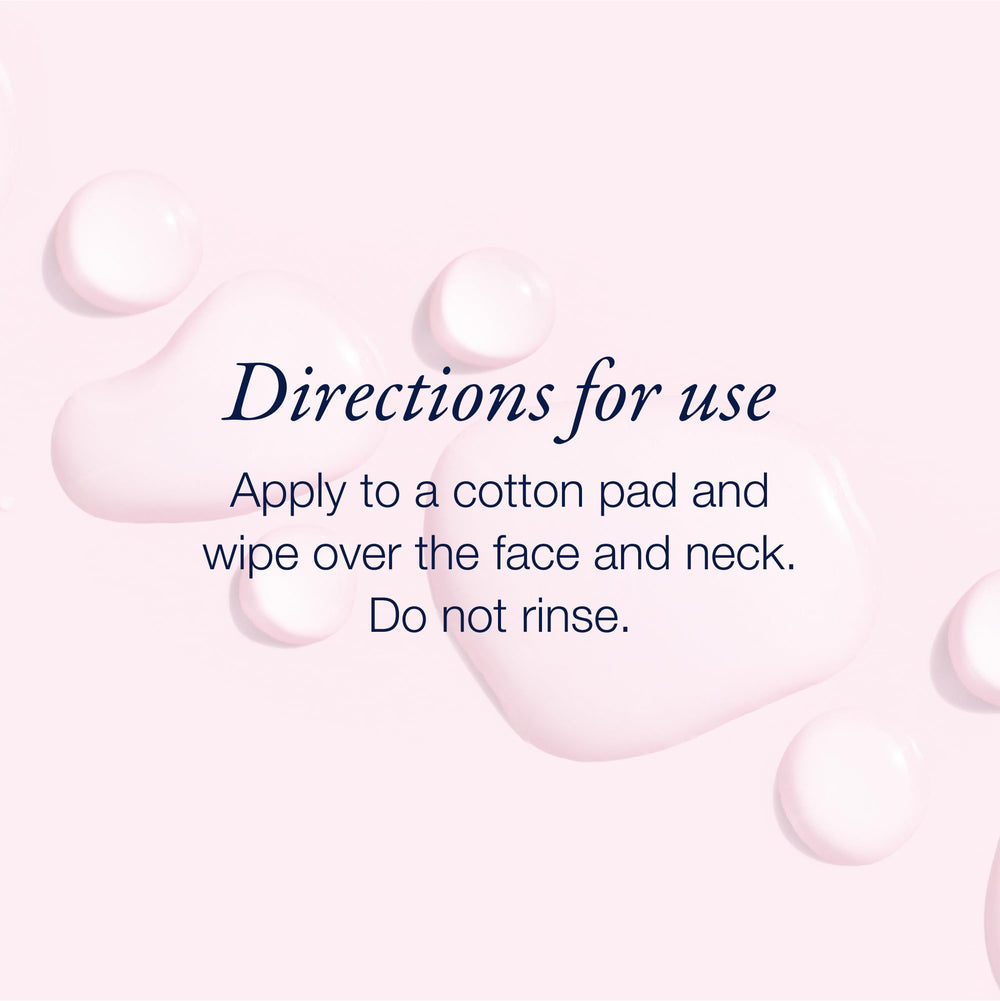 Phytomer Rosee Visage lotion being applied with cotton pad to face and neck.
