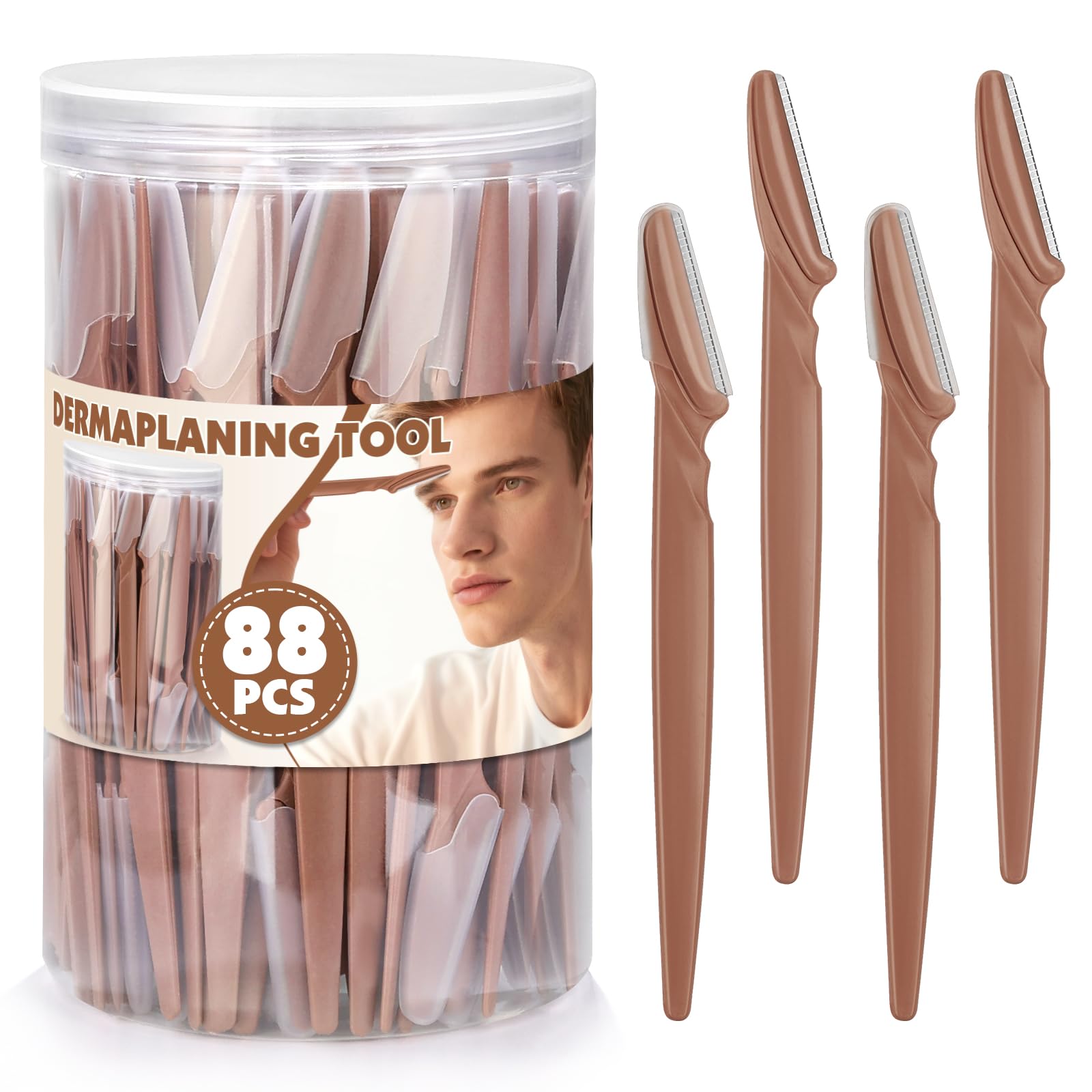 Phyyixs 88-pack terracotta dermaplaning razors in a jar for organized beauty routines