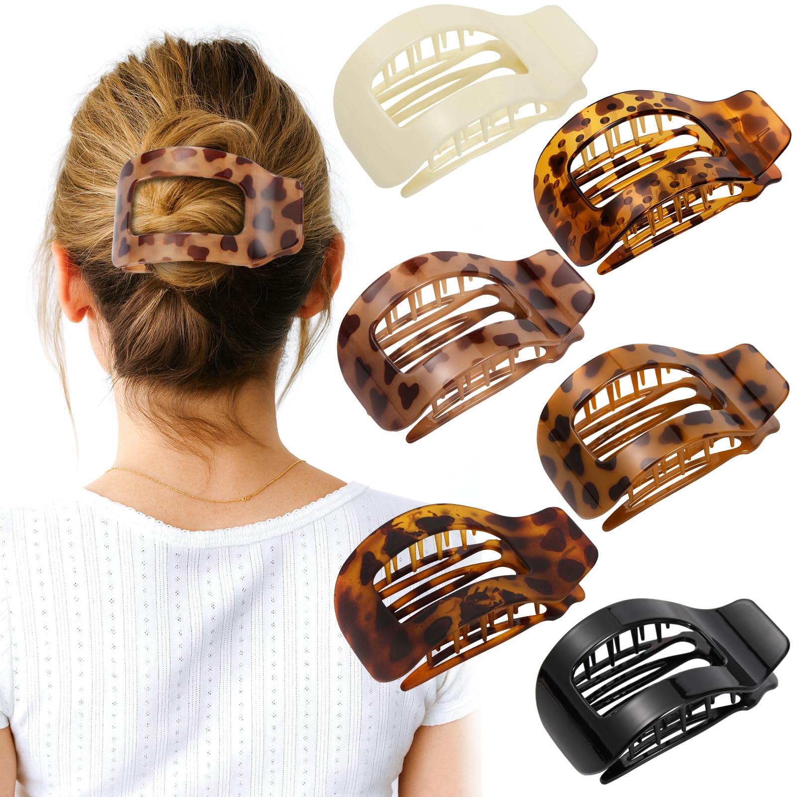 Phyzylvia pinza plana grande tortuga, sujeción estable para cabello grueso