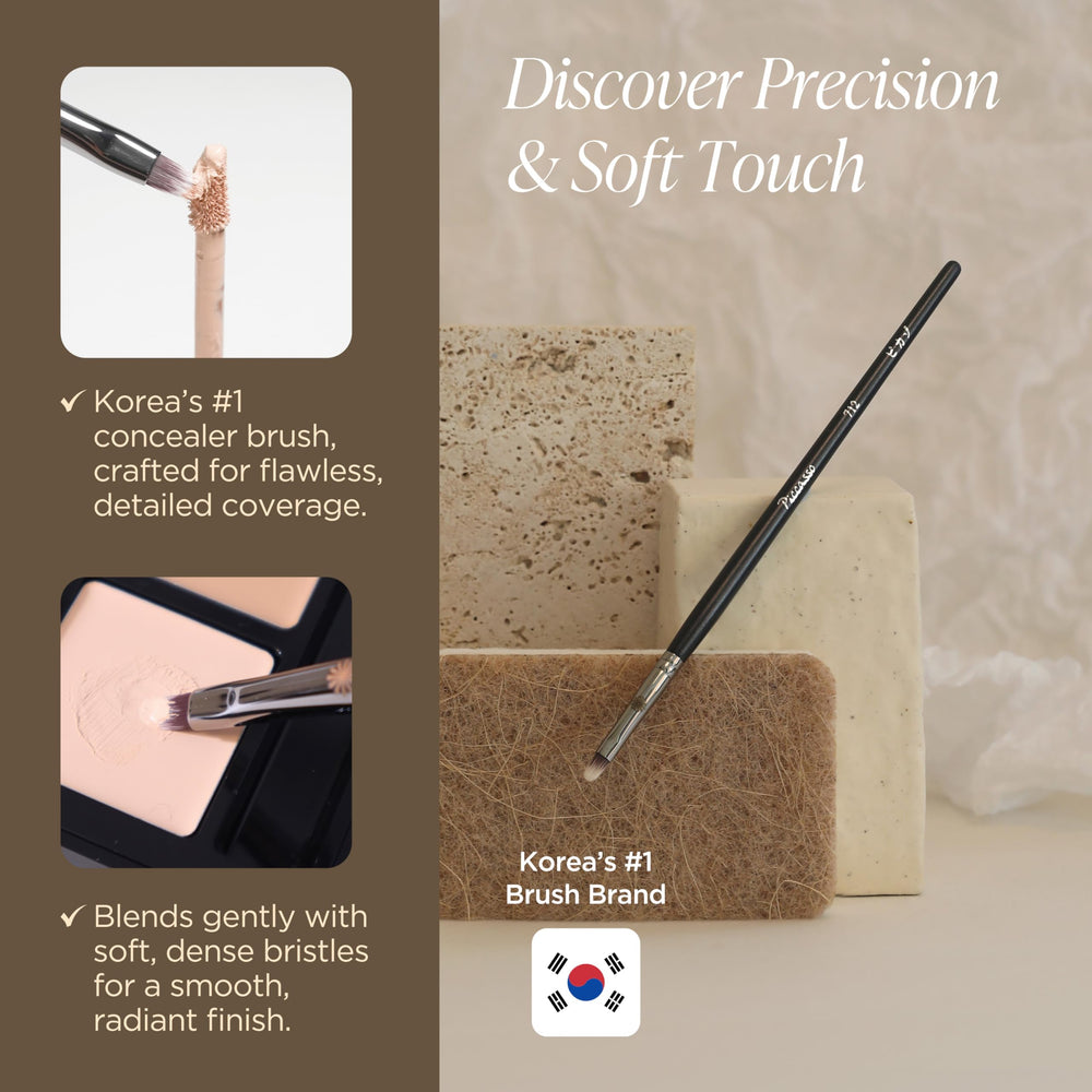 Piccasso 712 Concealer Brush in action for precision tapping and controlled application.
