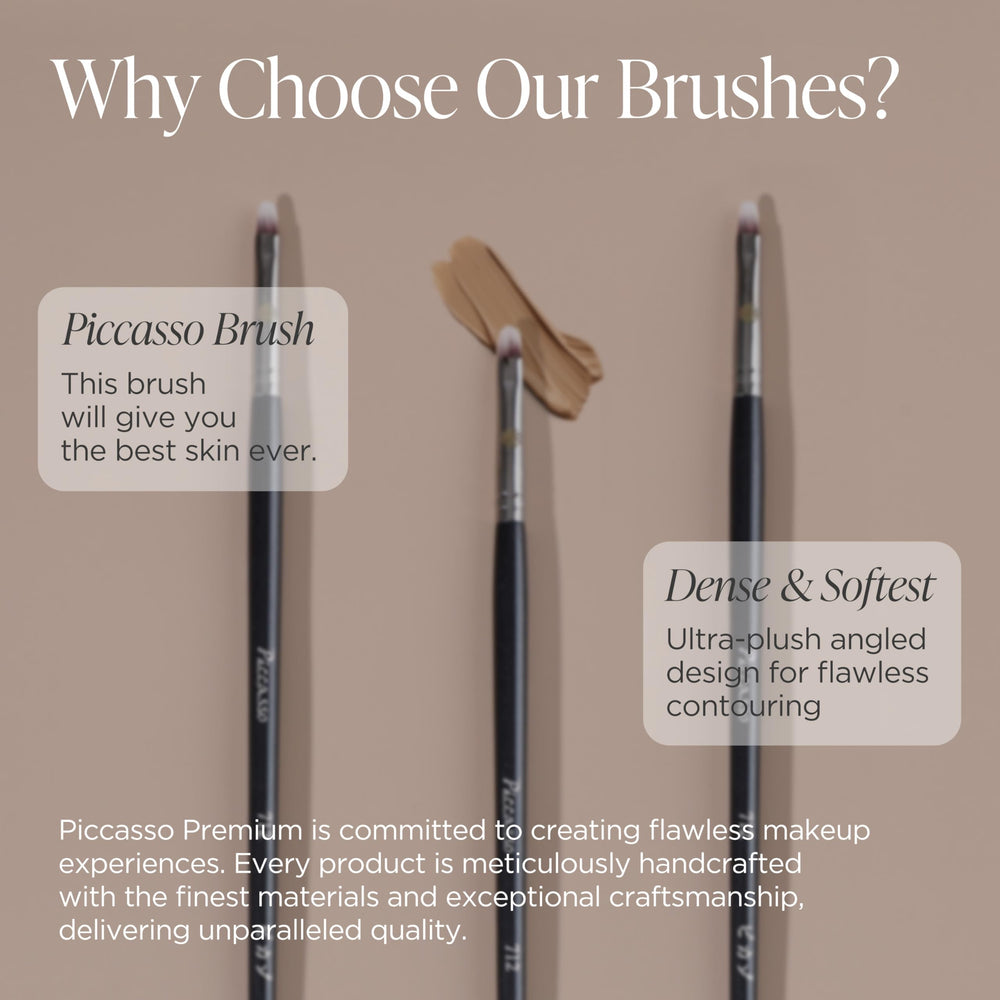 Piccasso 712 Concealer Brush soft fibers ideal for delicate under-eye areas.