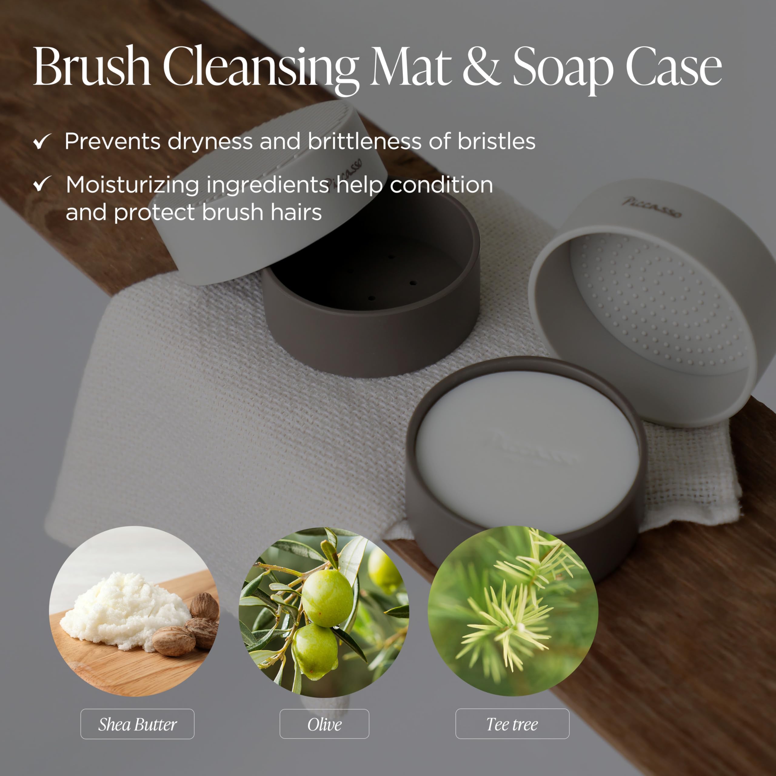 Texture of Piccasso solid cleanser ready to deep-clean brushes