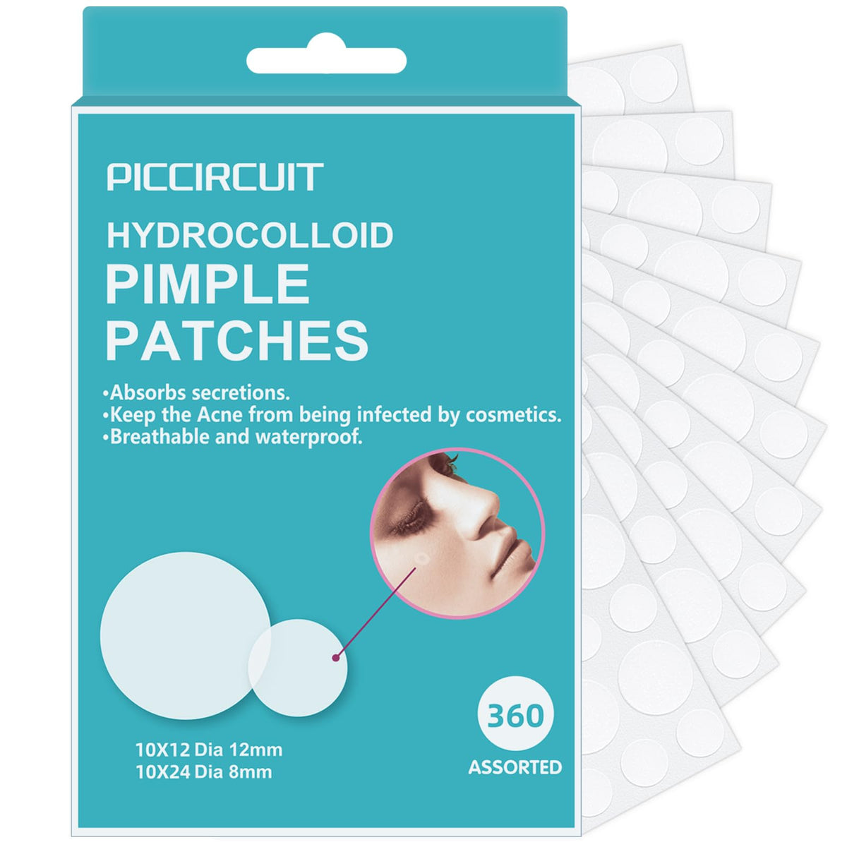 Parche PICcircuit para acné en la cara, aspecto invisible, ideal para uso diario