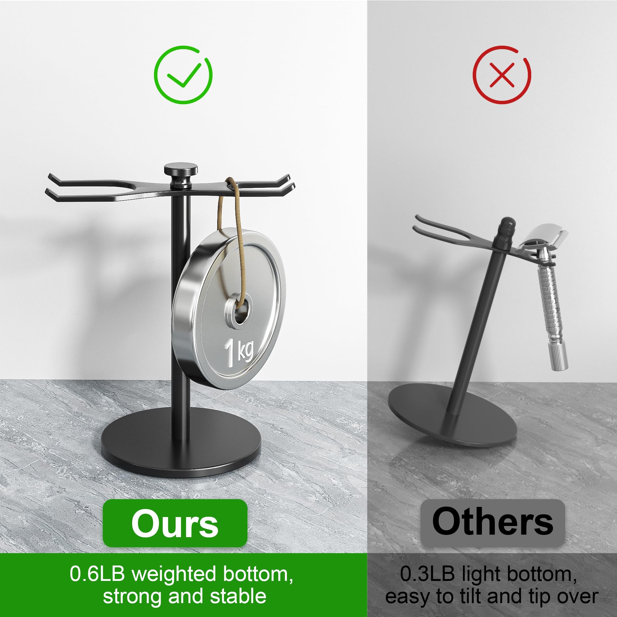 Smooth-edge design of Pickpiff stand helps prevent accidental nicks during use.
