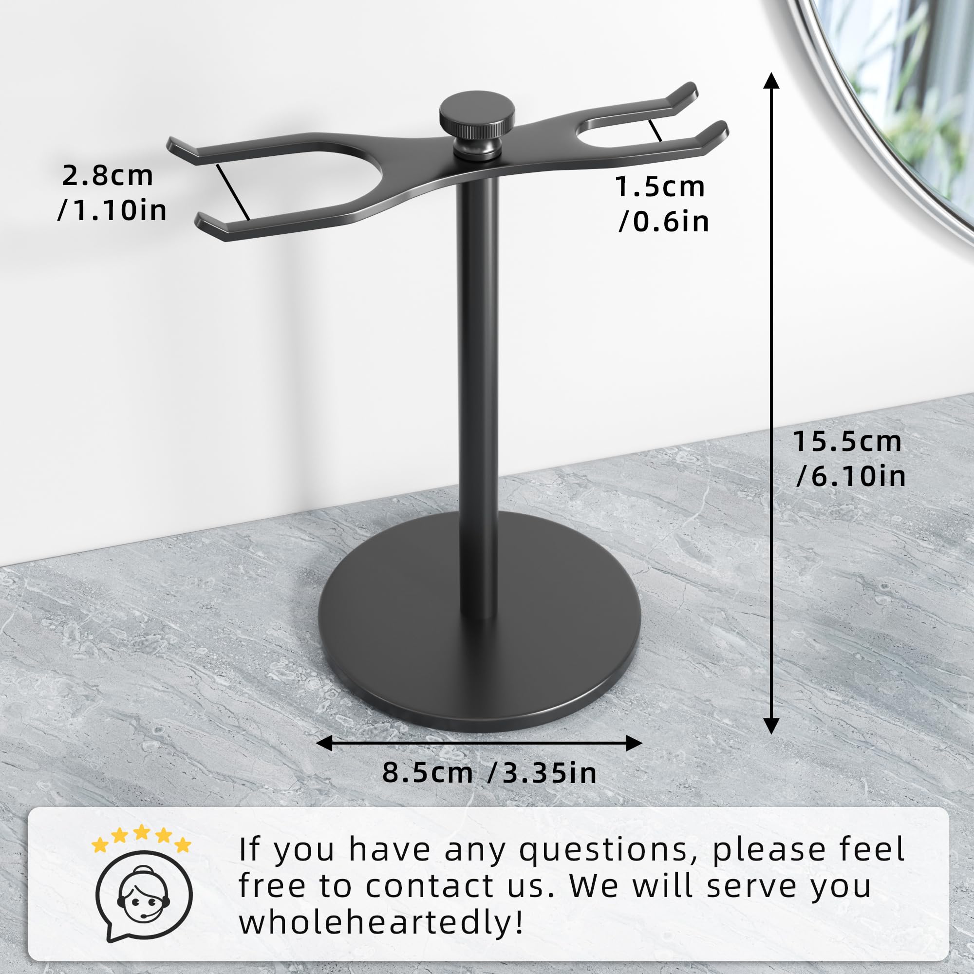 Universal-fit Pickpiff solution highlights compatibility with various razors and brushes.