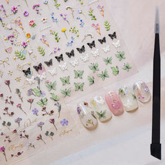 Picksweet estampa de flores 5D para uñas con acabado realista.