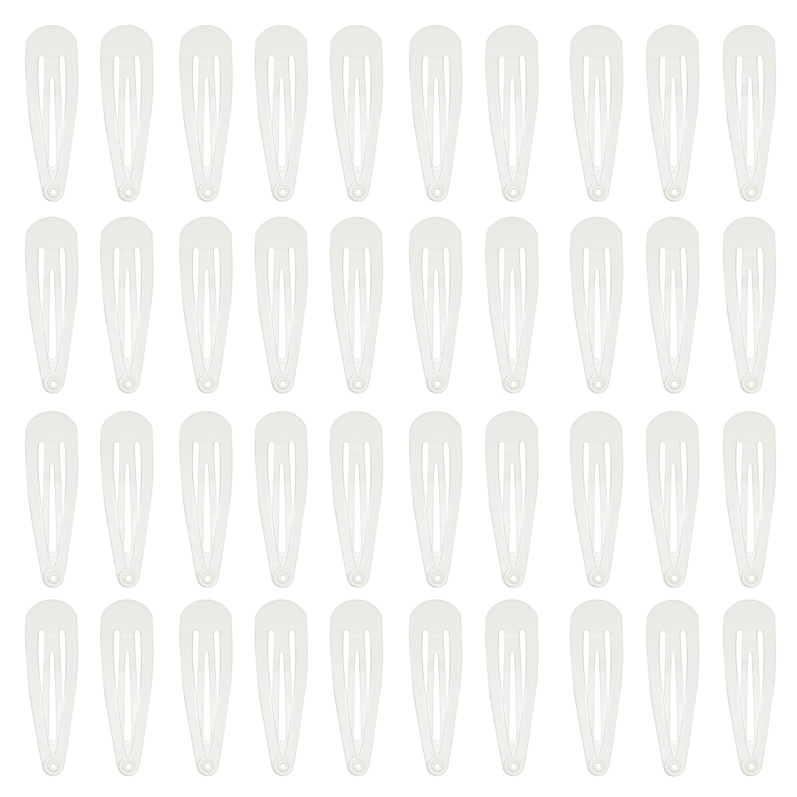 PIDOUDOU 40-count white 2-inch snap hair clips for secure styling and everyday use.