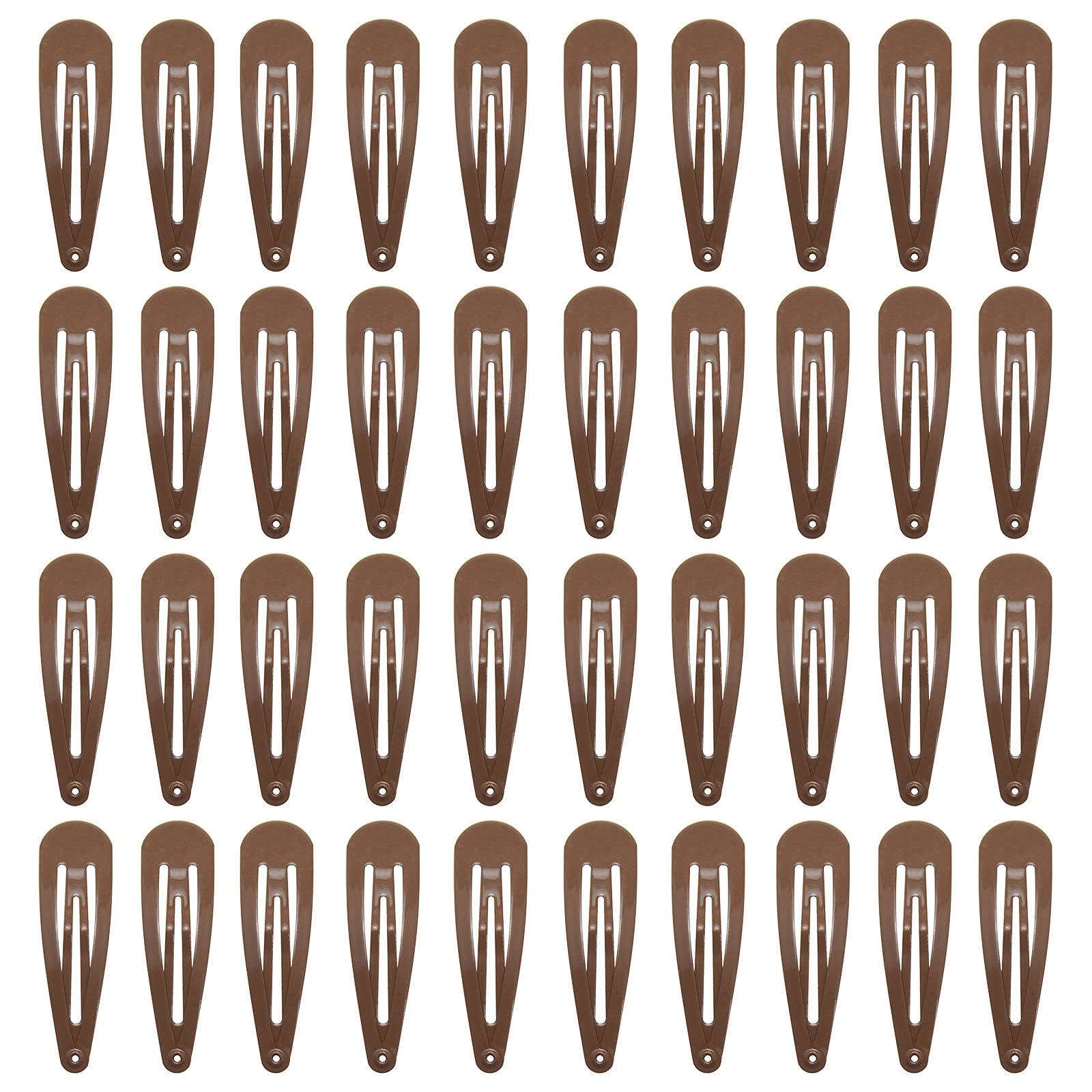PIDOUDOU 40-count brown metal snap hair clips for secure daily styling.