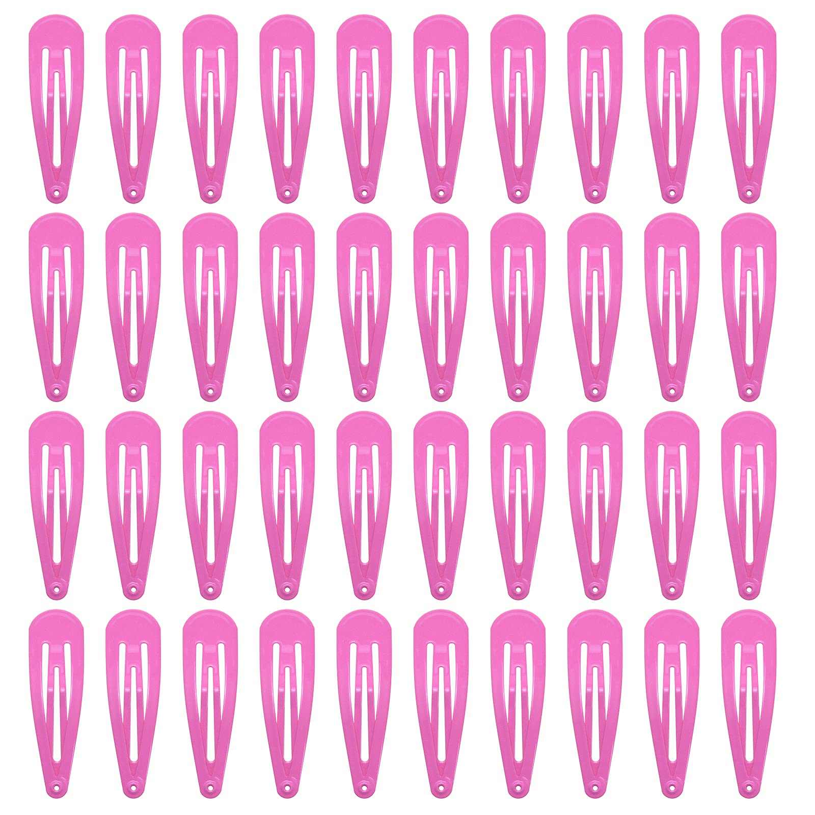 Pidoudou hot pink metal snap hair clips close-up showing smooth coated surface and secure hold.