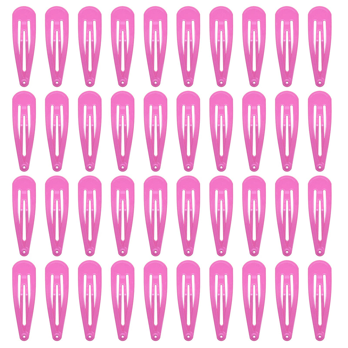 Pidoudou hot pink metal snap hair clips close-up showing smooth coated surface and secure hold.