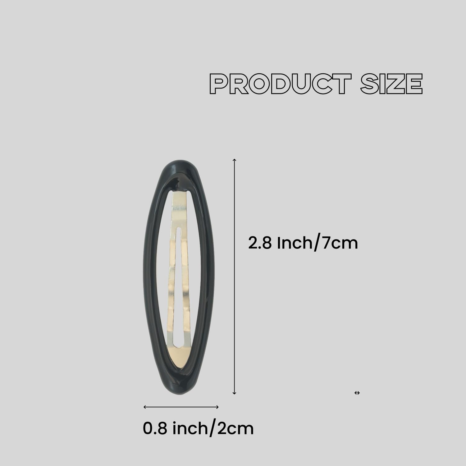 Pinza metálica de PIDOUDOU, pelo ovalado, negro, 2-8 pulgadas, resistente y fácil de usar.