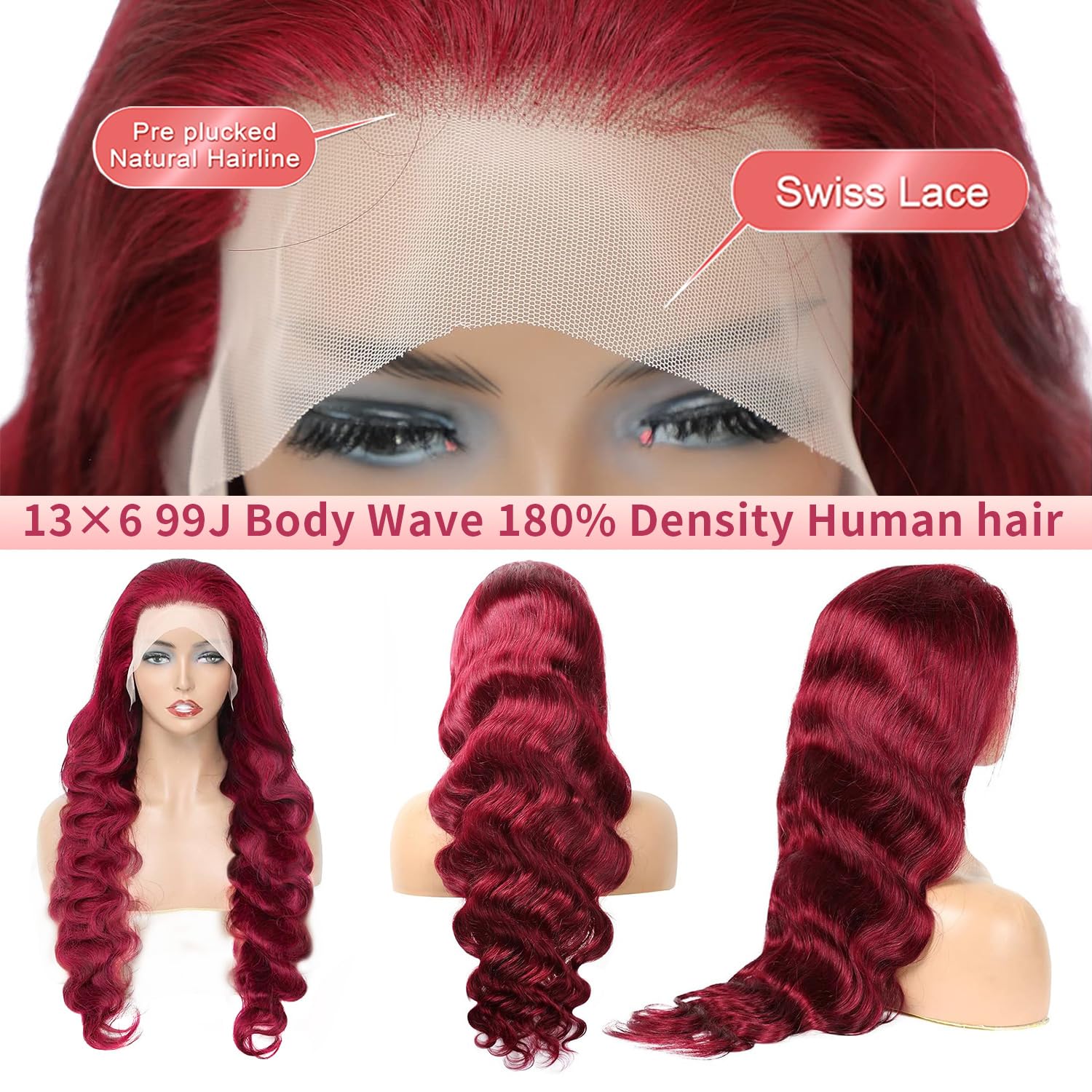 Pidrez adjustable-cap lace front wig with straps and four combs for secure fit.
