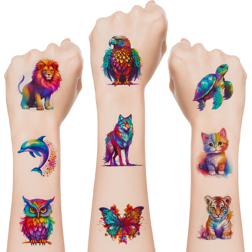 PieceLife tatuajes temporales de animales para niños, colección de 120 piezas duraderas y divertidas.