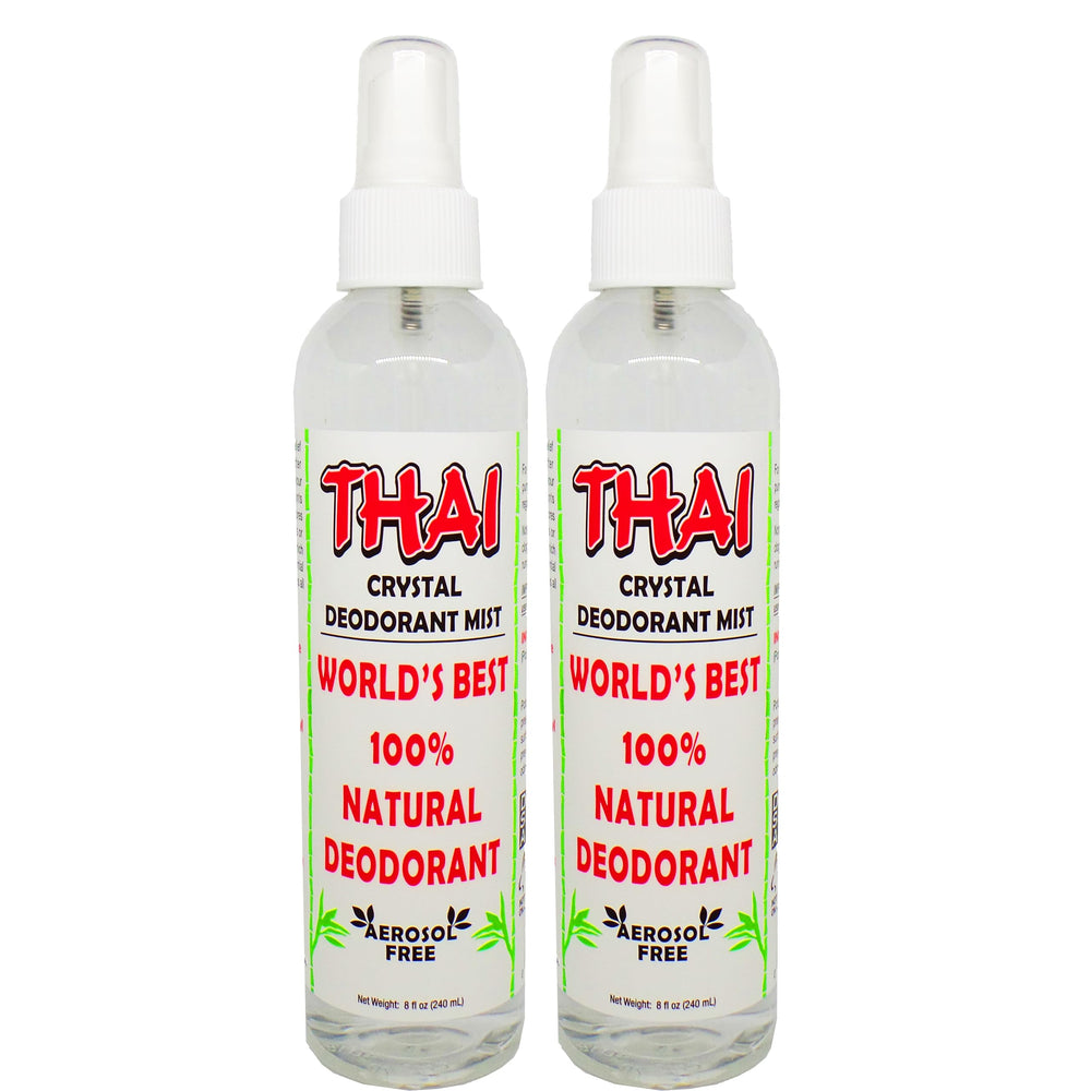 Piedra desodorante Thai: frasco de 8oz en pack de 2 para uso diario.