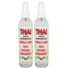 Piedra desodorante Thai: frasco de 8oz en pack de 2 para uso diario.