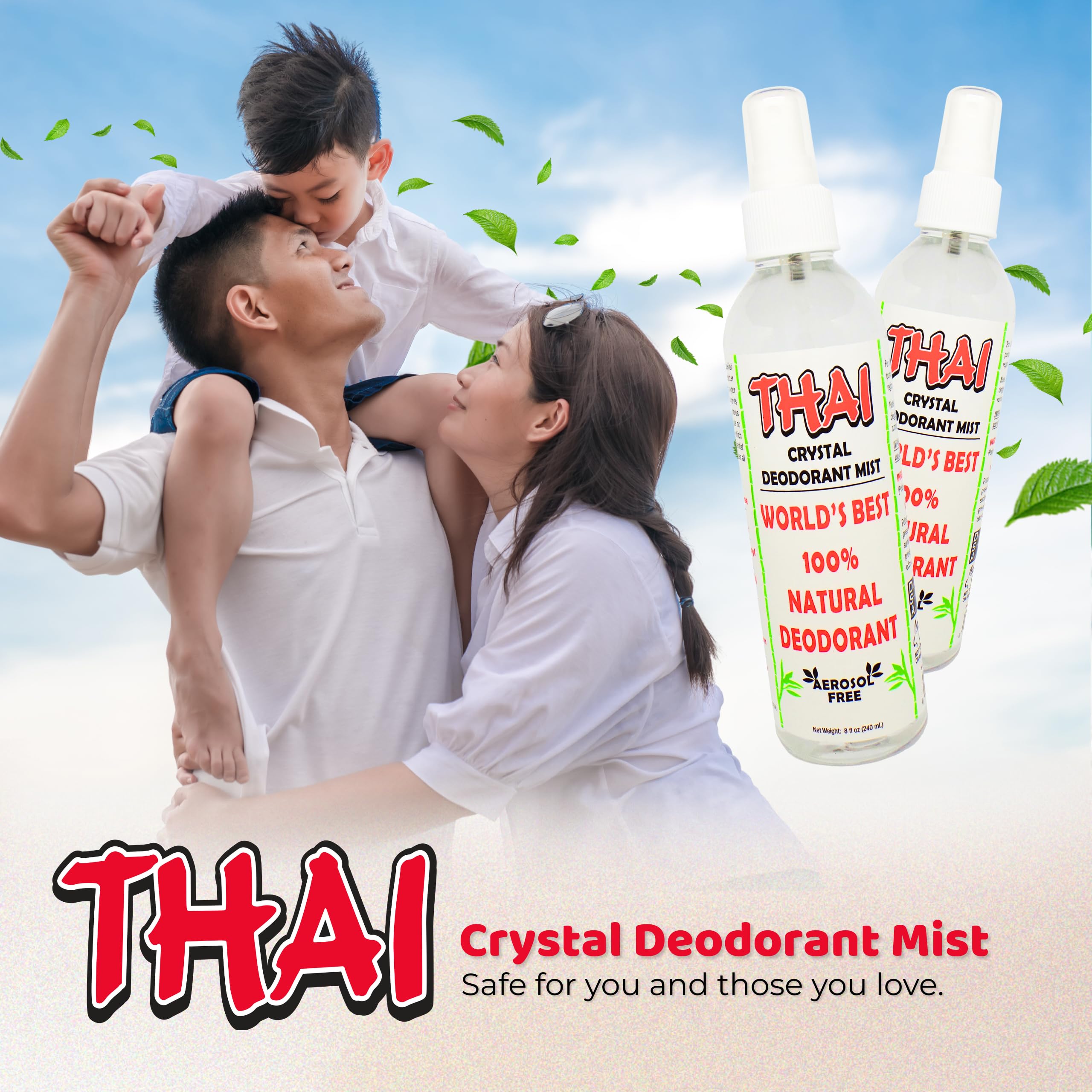 Pack de dos frascos de Piedra desodorante Thai para ahorro y comodidad.