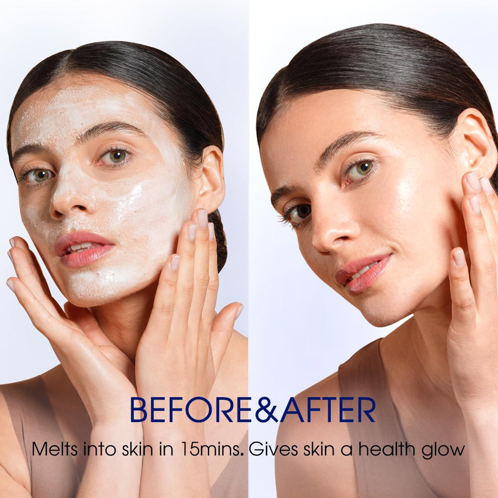 Pier Augé PDRN Mask on face for nighttime glow