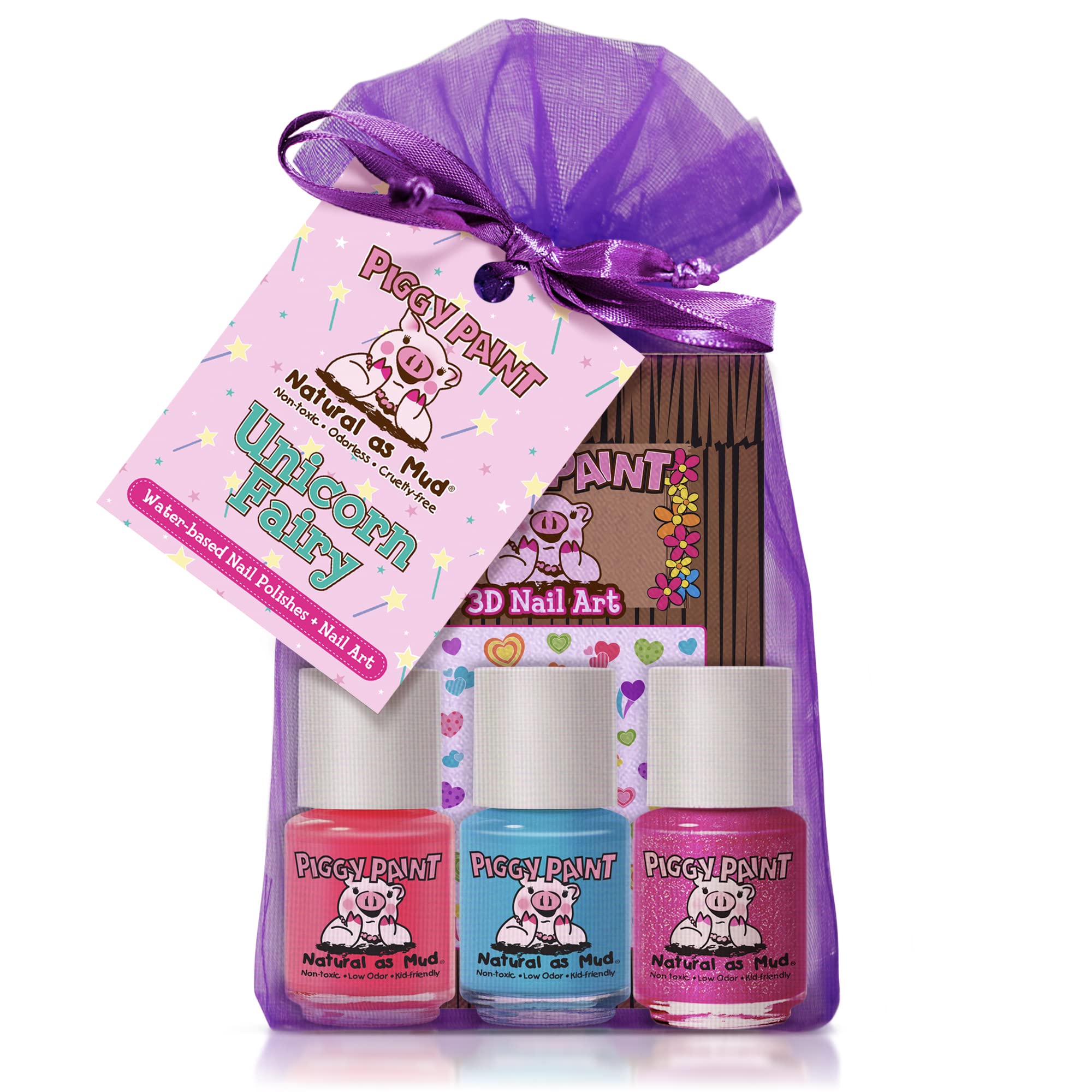 Piggy Paint set Unicornio Hada: diversión segura con tres esmaltes y arte 3D.