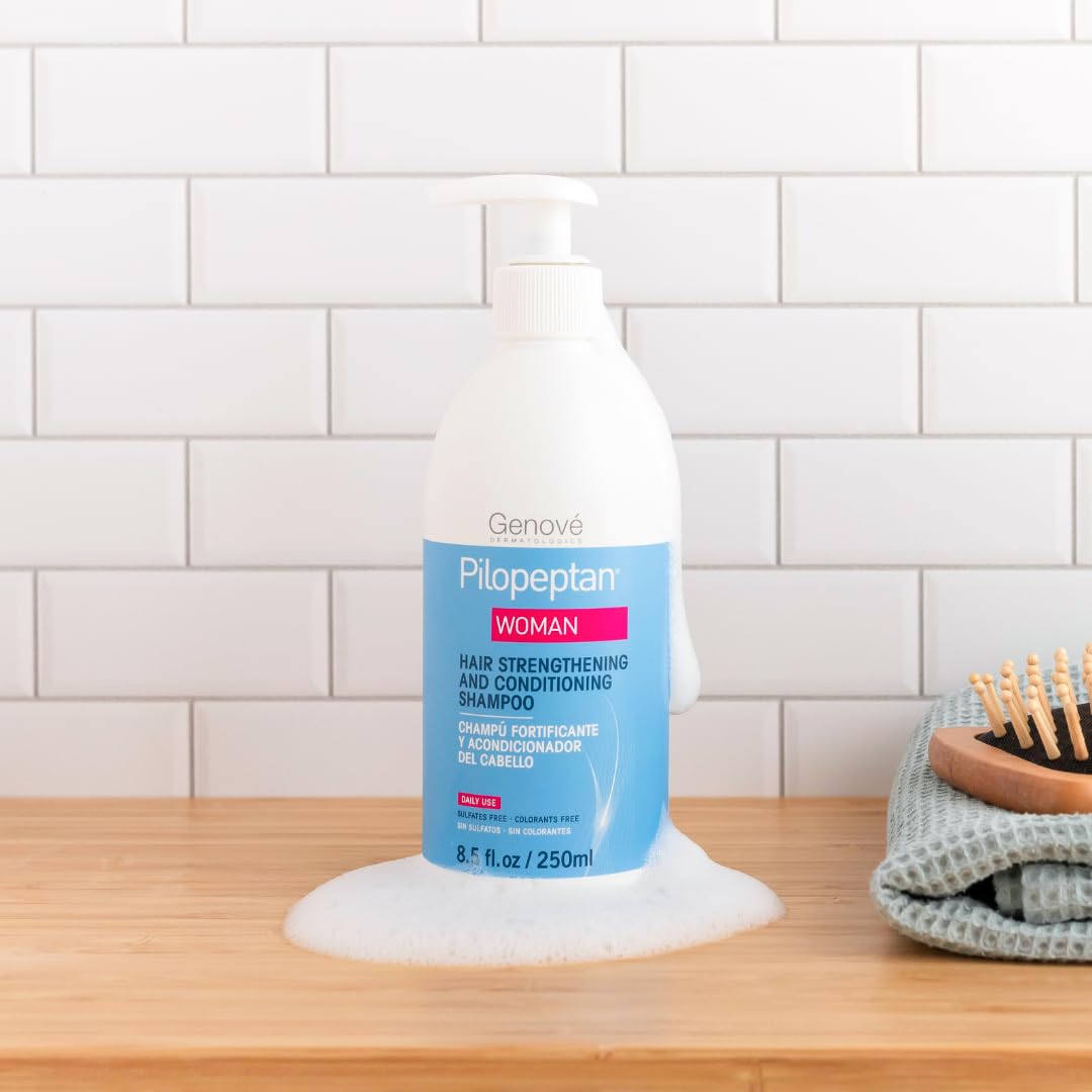 Creamy foam forms during scalp massage with Pilopeptan Woman Shampoo