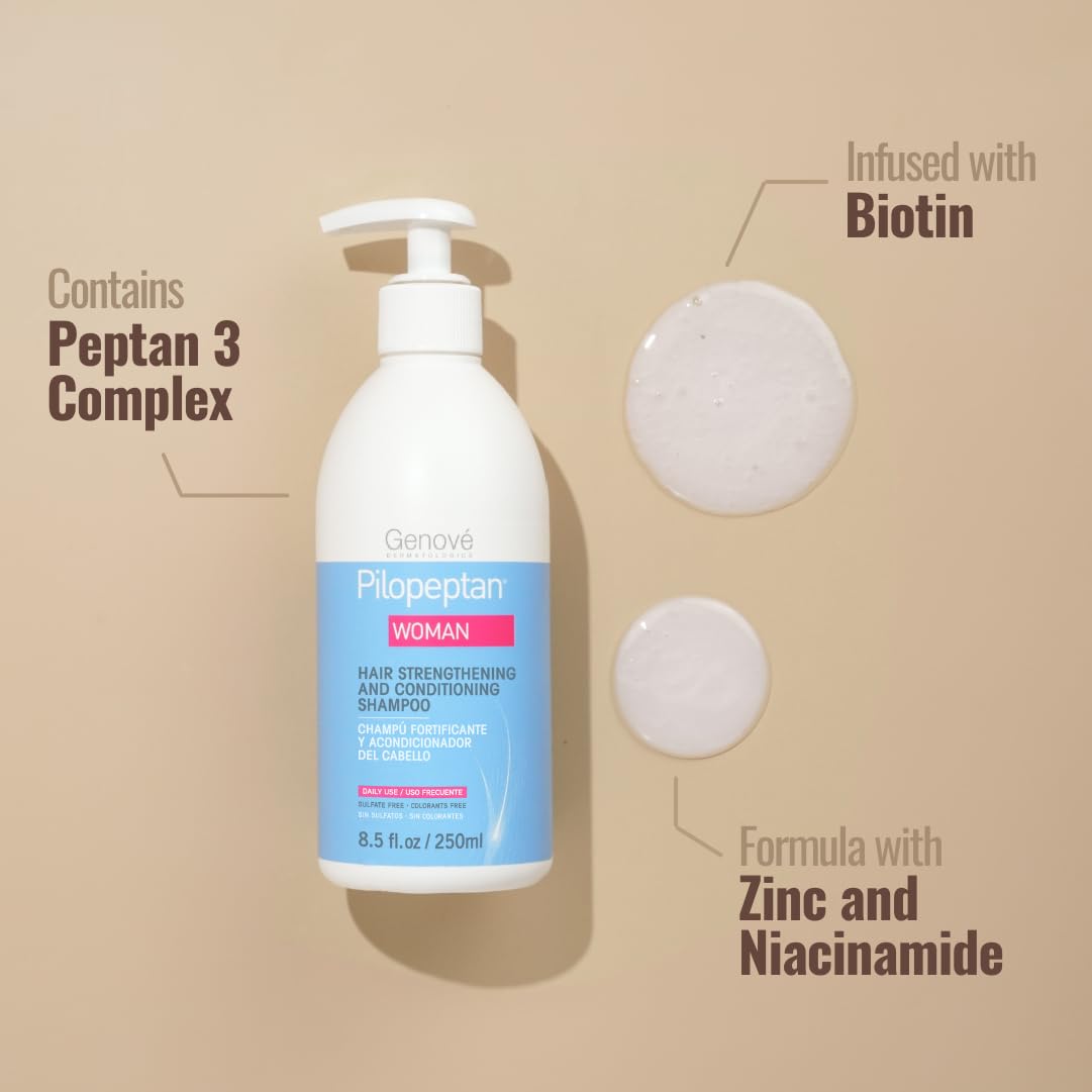 Close-up of Peptan 3 Complex ingredients in Pilopeptan Woman Shampoo