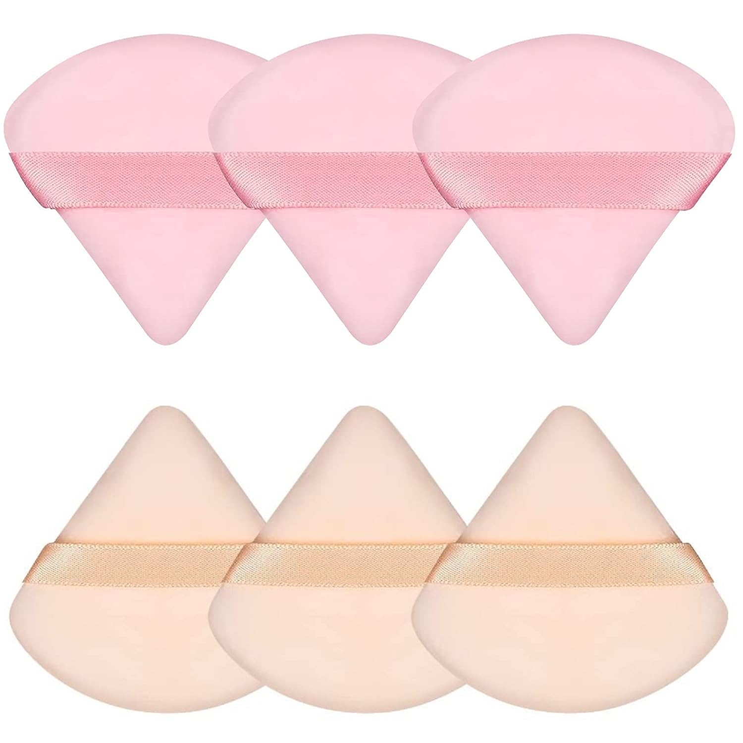 Pimoys 6-piece triangle powder puff set with velour texture and strap