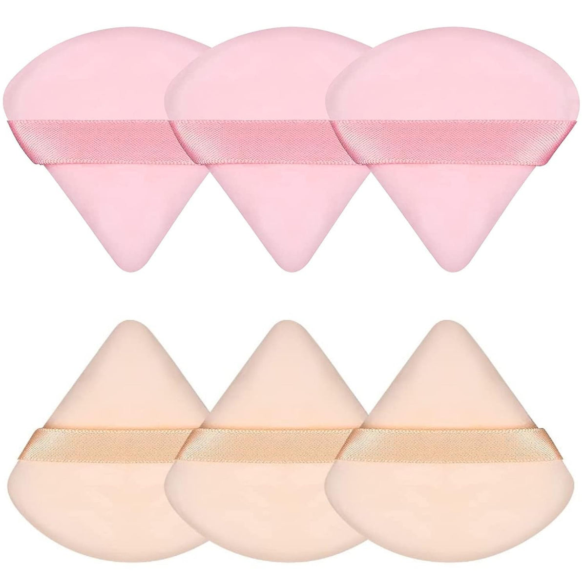 Pimoys 6-piece triangle powder puff set with velour texture and strap