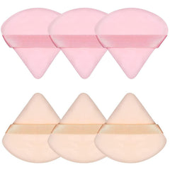 Pimoys 6-piece triangle powder puff set with velour texture and strap