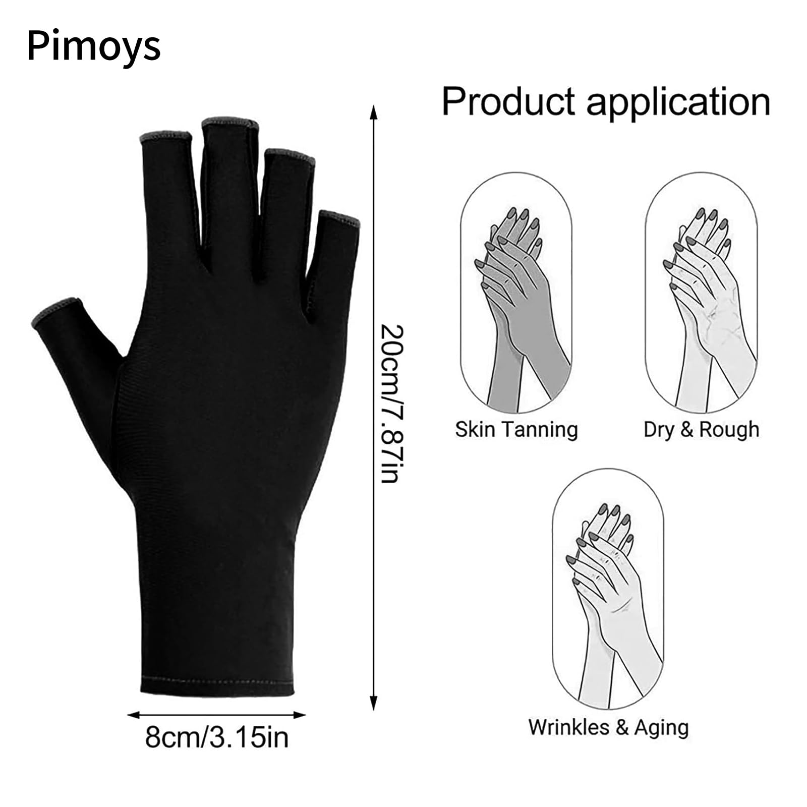 Guantes Pimoys UV, protección UPF50, ideales para sesiones en gel.