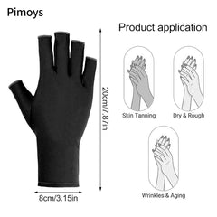Guantes Pimoys UV, protección UPF50, ideales para sesiones en gel.