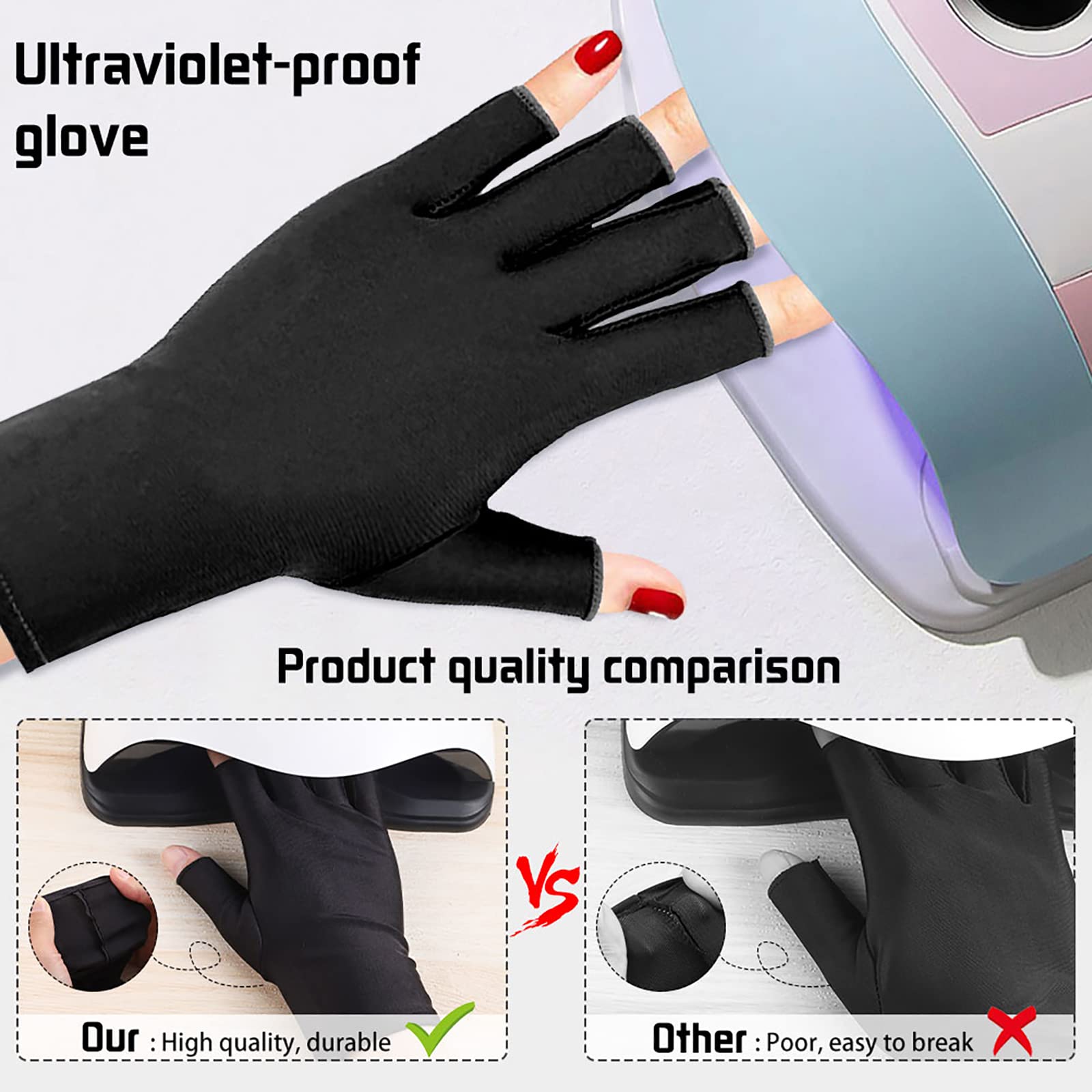 Guantes con tejido elástico Pimoys UV, secado rápido y ligero.