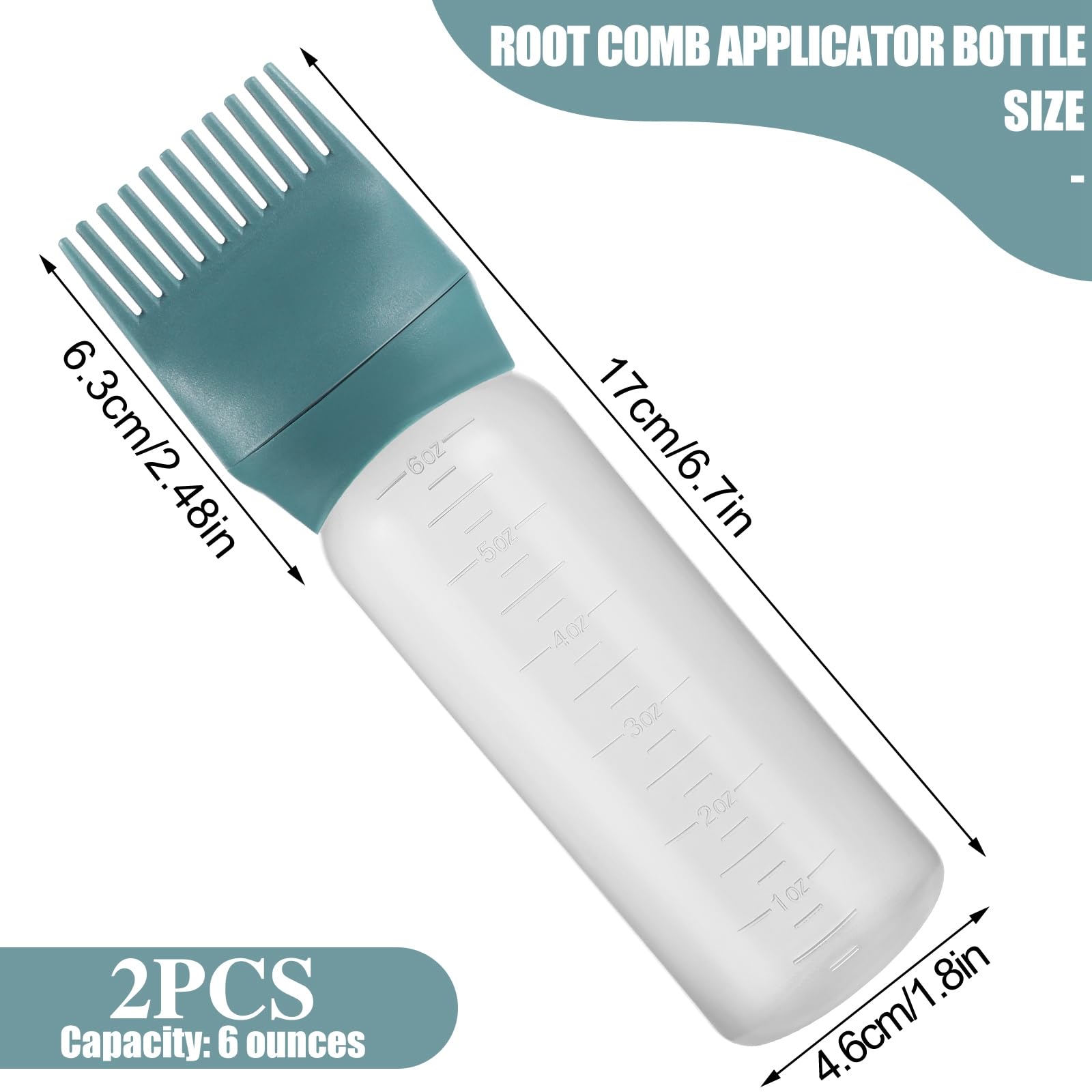 Pimoys 6-ounce bottle with graduated scale shows remaining dye clearly for efficient filling.