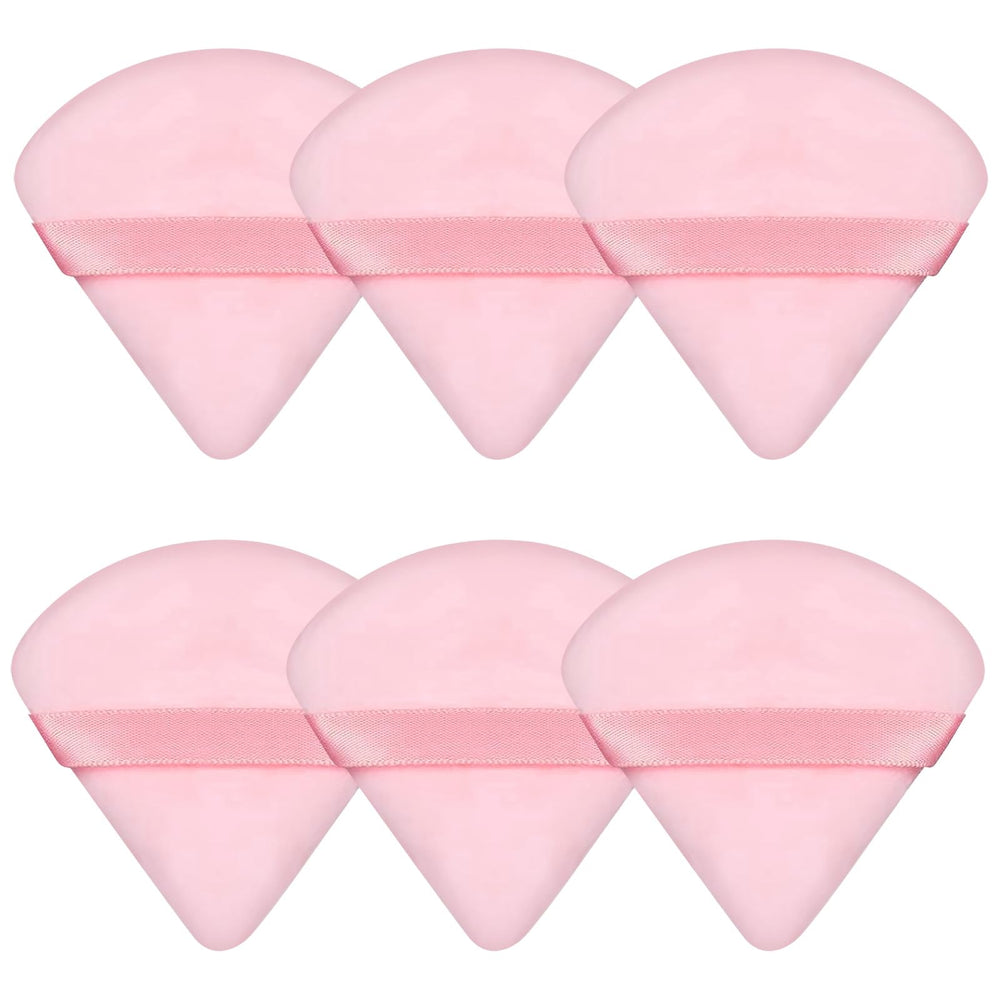 Pimoys powder puff set showing triangle and round shapes for precise foundation application.