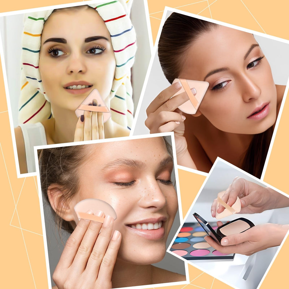 Pimoys puff with strap offers secure handling during makeup application.