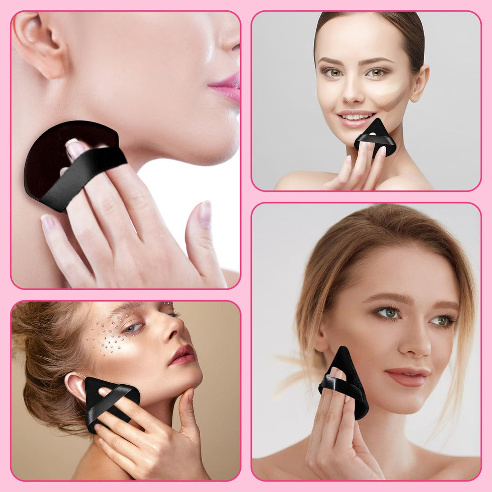 Pimoys puff with strap provides secure grip while applying makeup.