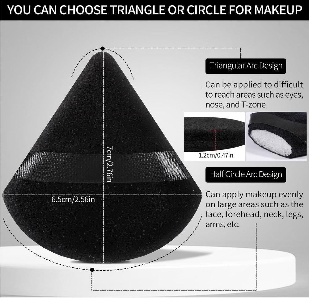 Pimoys round-side puff smoothing foundation on cheeks and forehead.