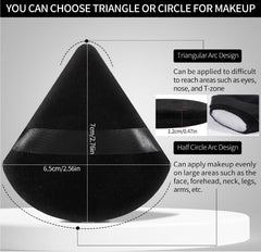Pimoys round-side puff smoothing foundation on cheeks and forehead.