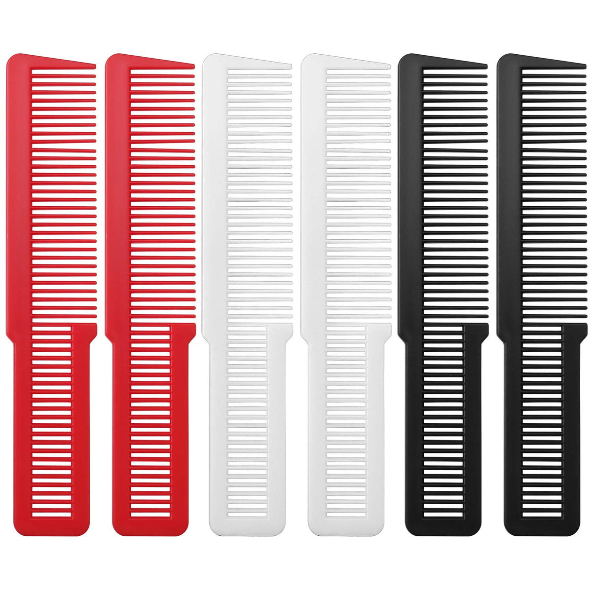 Pimoys six-piece hair cutting comb set in packaging for easy selection and display.