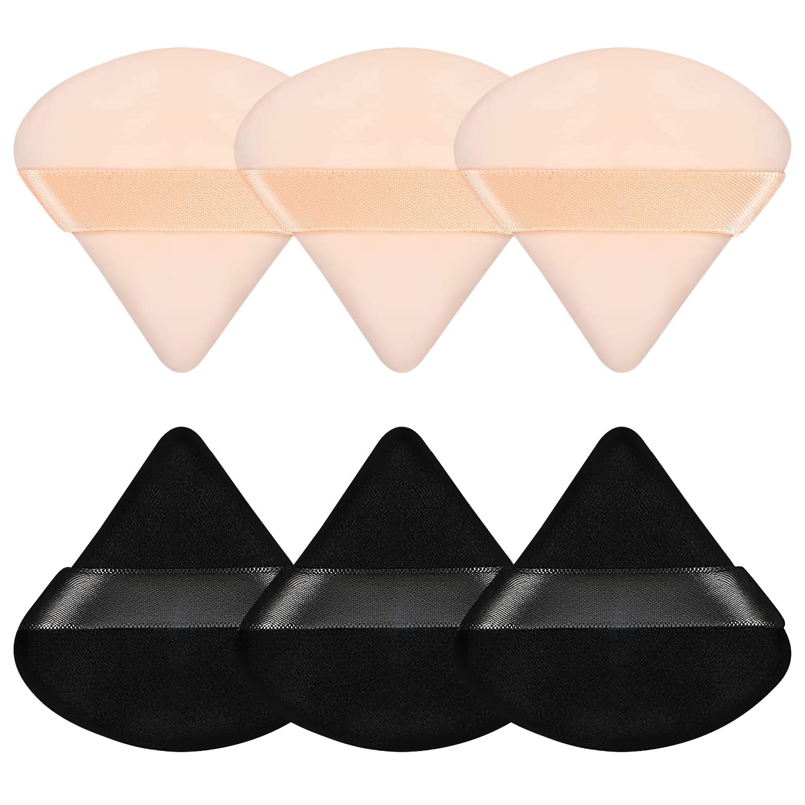 Pimoys six-piece powder puff set in triangle velour for even coverage