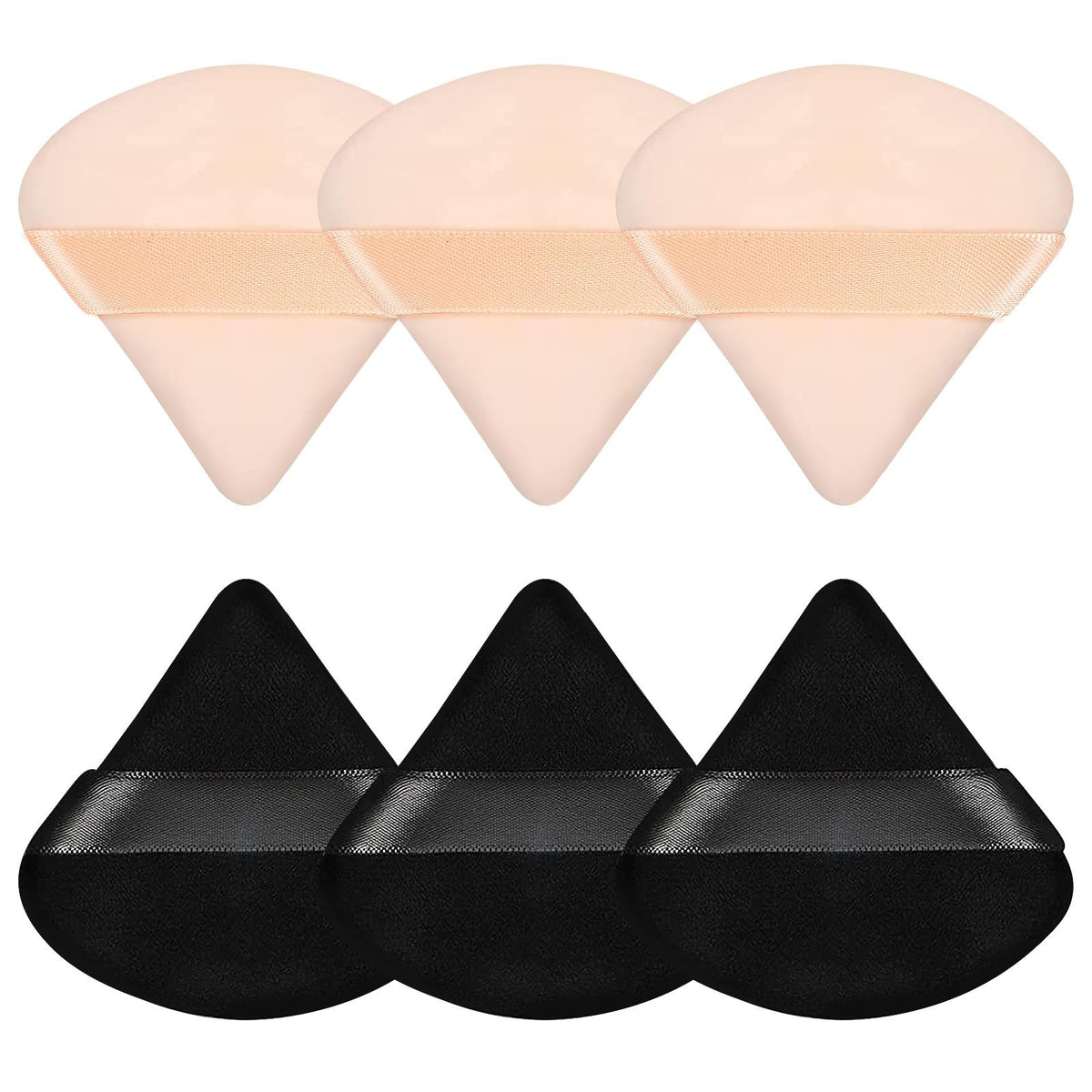 Pimoys six-piece powder puff set in triangle velour for even coverage