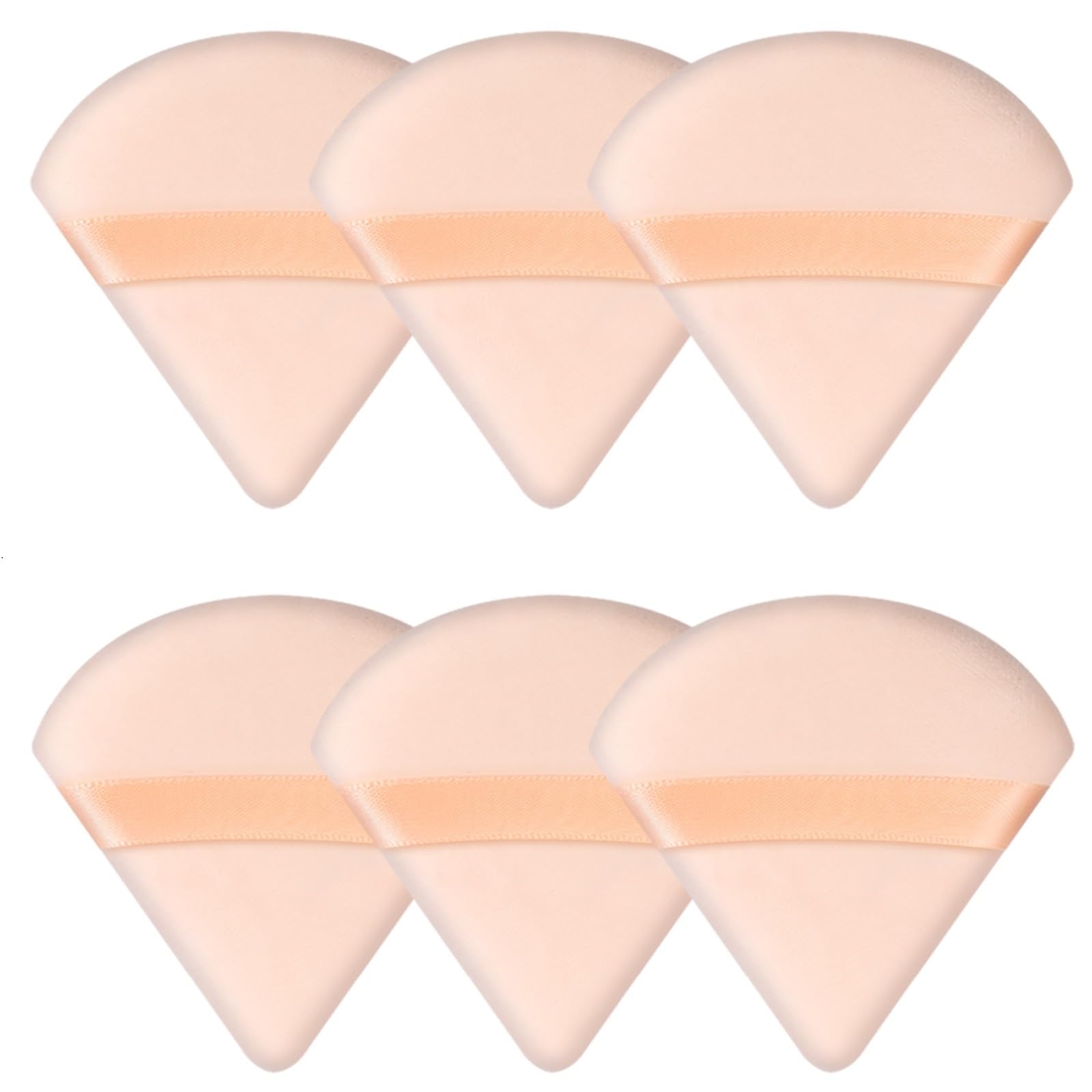 Pimoys six-piece triangle powder puff set shows a compact, versatile tool for precise makeup application.